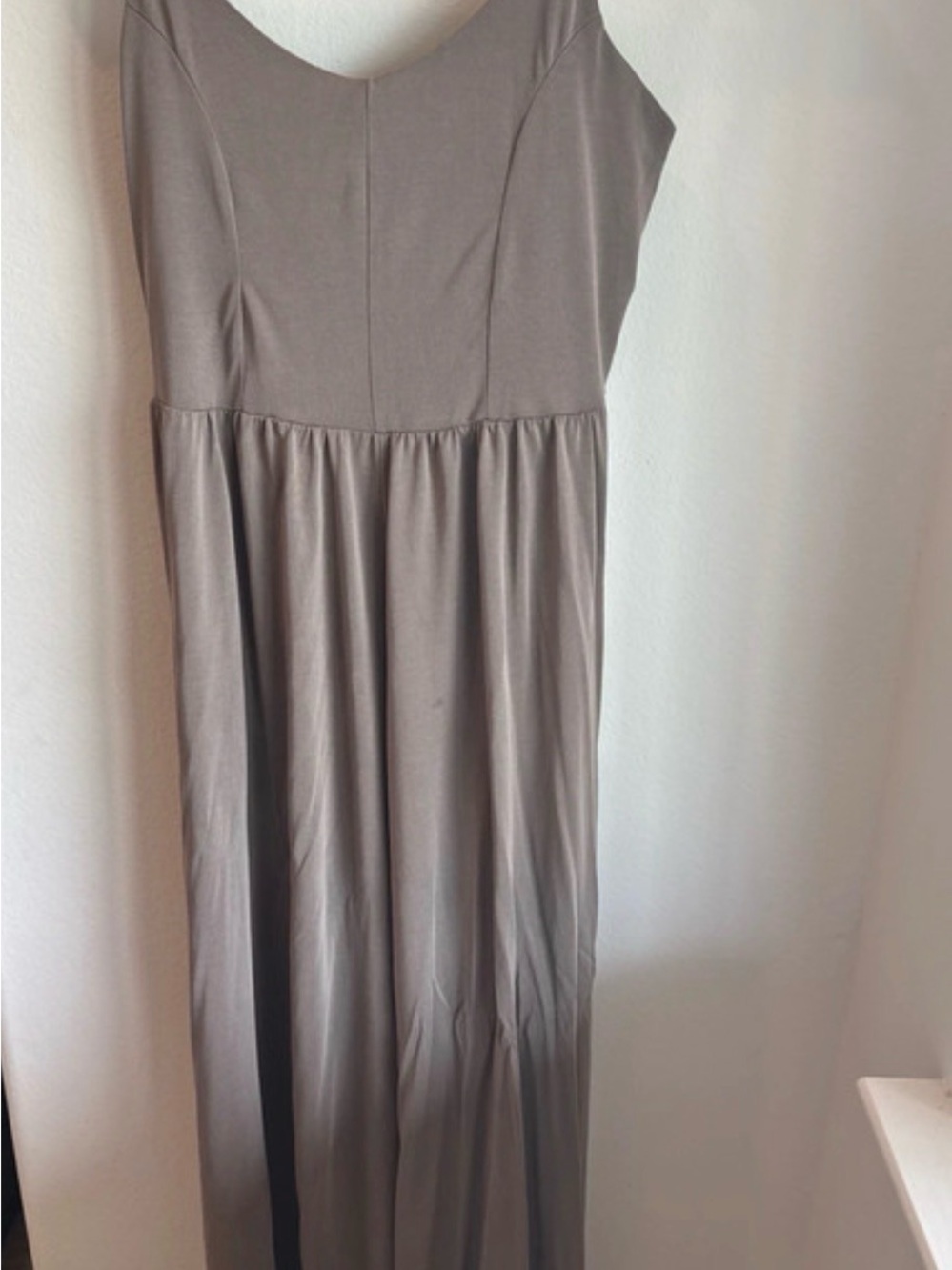 Mystree Women's Taupe Wide Leg Cami Jumpsuit - Elegant V-Neck